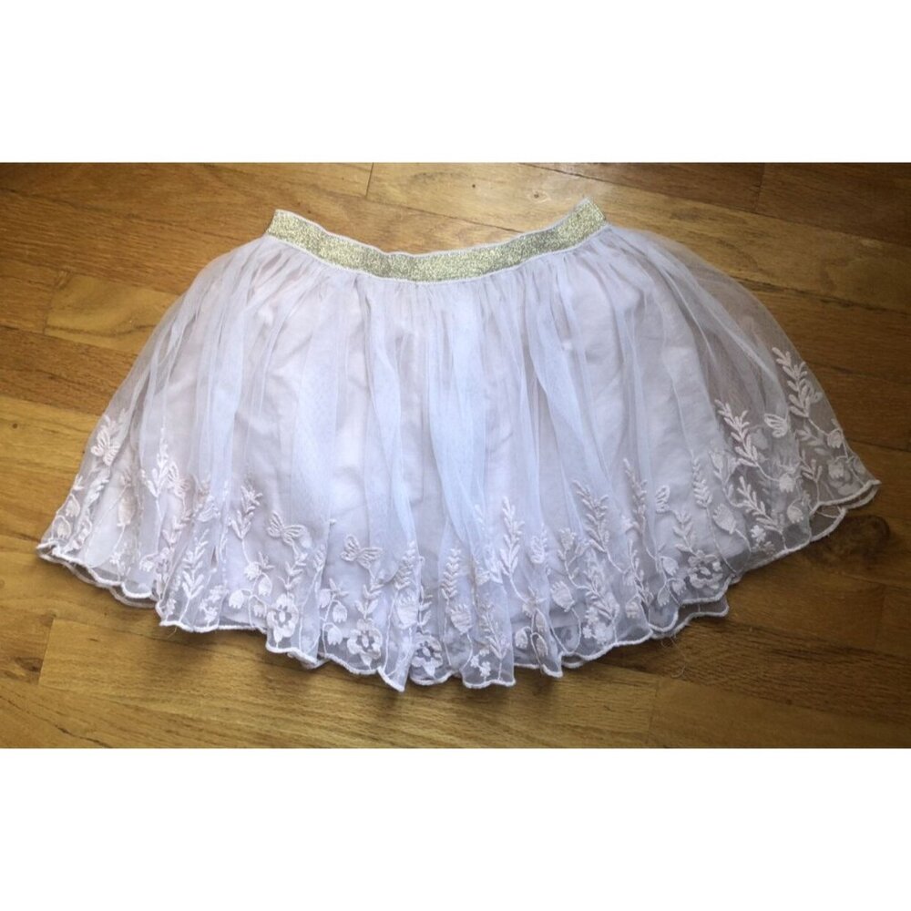 Mini Boden Size 11-12 Pink Blush Embroidered Tulle Skirt